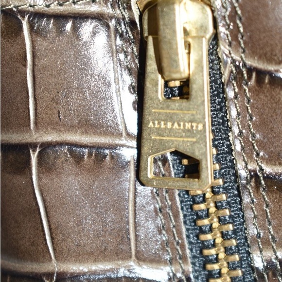 All Saints Katy Leather Croc Boots (Brown) - Picture 5 of 8